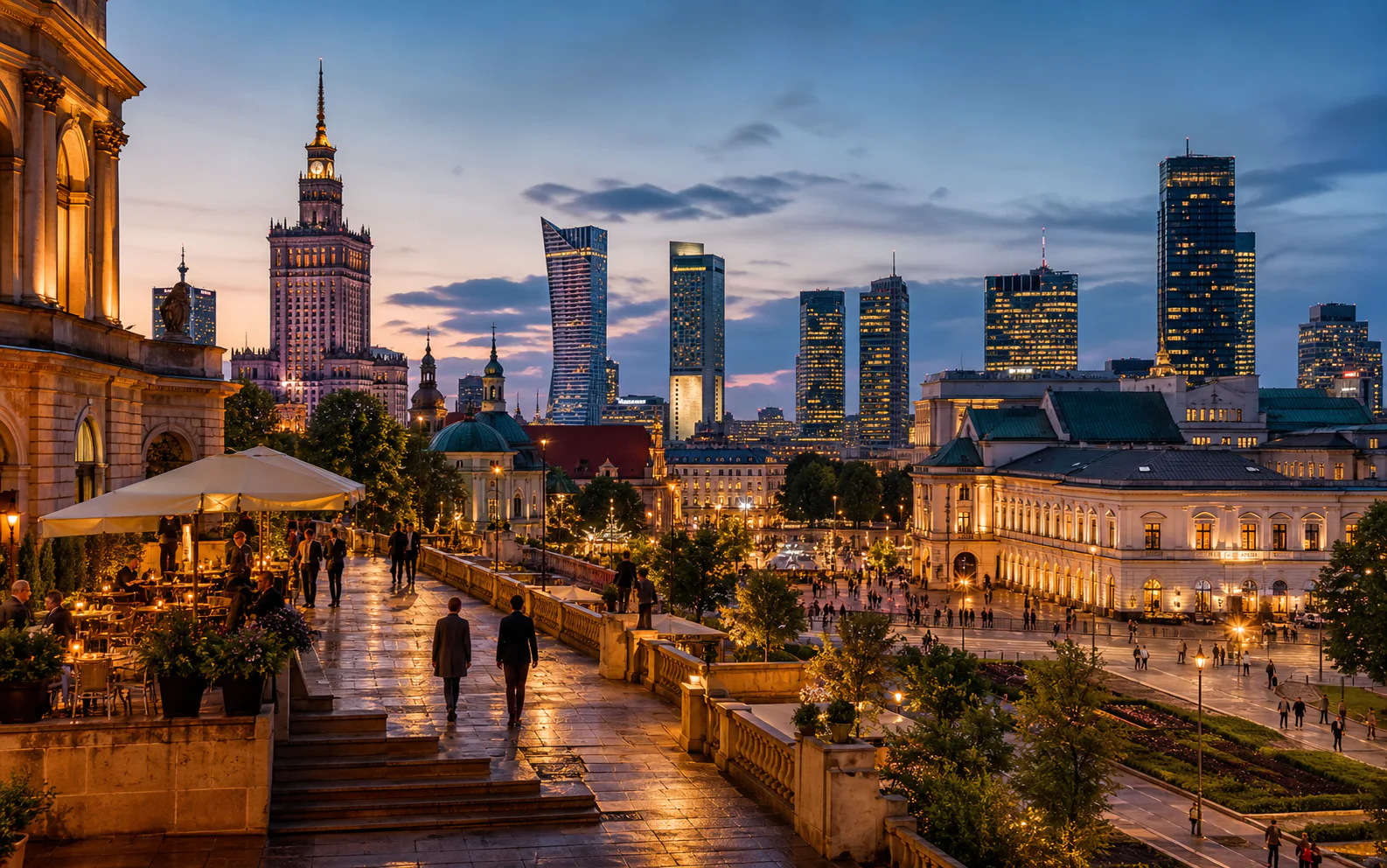 Evening view of Warsaw